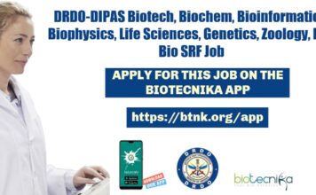 DRDO-DIPAS Life Sciences Research Fellow Recruitment 2021 DIPAS Research Fellow Job