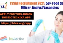 FSSAI Recruitment 2021: 50+ Food Safety Officer, Analyst Vacancies FSSAI Recruitment 2021