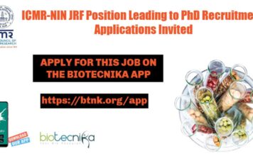 ICMR-NIN JRF Position Leading to PhD Recruitment, Applications Invited