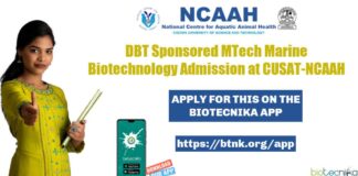 MTech Marine Biotechnology Admission
