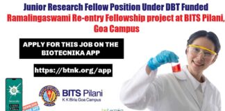 Ramalingaswami Re-entry Fellowship Project