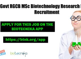 Govt RGCB MSc Biotechnology
