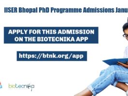 IISER Bhopal PhD 2022