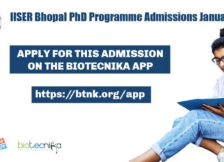 IISER Bhopal PhD 2022