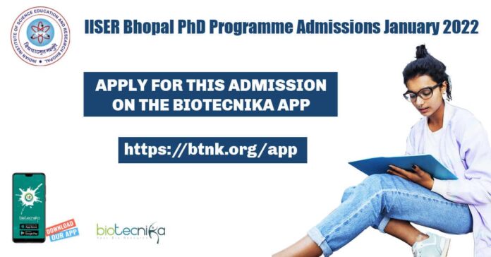 IISER Bhopal PhD 2022