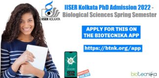IISER Kolkata PhD 2022