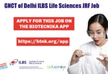 GNCT of Delhi ILBS Life Sciences Junior Research Fellow Recruitment ILBS Life Sciences JRF Job