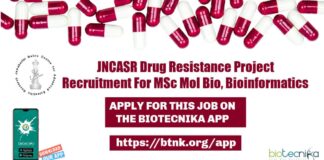 JNCASR Mol Bio Jobs