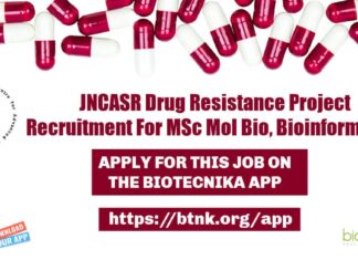 JNCASR Mol Bio Jobs