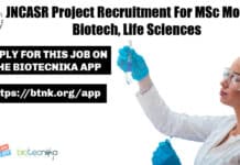 JNCASR Project Recruitment