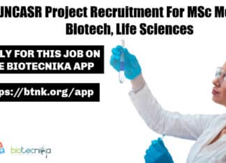 JNCASR Project Recruitment