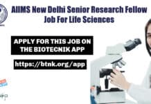 AIIMS New Delhi Senior Research Fellow Job For Life Sciences Life Sciences AIIMS Job