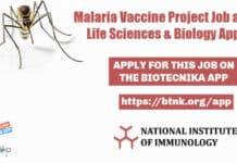 BIRAC Funded Malaria Vaccine Project Recruitment at NII, Life Sciences & Biology Apply Life Sciences & Biology