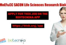 MoEF&CC SACON Life Sciences Research Biologists Recruitment MoEF&CC SACON Life Sciences