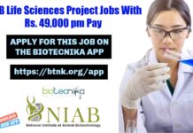 NIAB Project Jobs With Rs. 49,000 pm Pay, Apply Online NIAB Biological Sciences Project