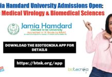 Jamia Hamdard University Admissions Open: MSc in Medical Virology & MSc Biomedical Sciences PG Medical Virology Coursee