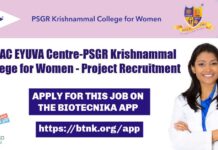 BIRAC EYUVA Centre-PSGR Krishnammal College for Women – Project Recruitment PSGR Krishnammal College for Women