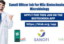 Sanofi Officer Job For Biotech & Microbiology, Apply Online Sanofi Officer Job