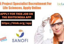 Sanofi Project Specialist Recruitment For Life Sciences, Apply Online Sanofi Project Specialist
