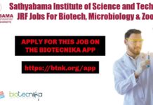 Sathyabama Institute of Science and Technology JRF Recruitment Sathyabama JRF Jobs