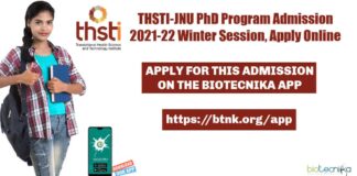 THSTI JNU PhD 2021-2022
