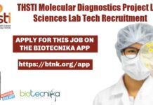 THSTI Molecular Diagnostics Project Life Sciences Lab Tech Recruitment THSTI Life Sciences Lab