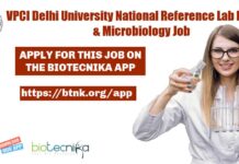VPCI Delhi University National Reference Lab Biotech & Microbiology Job With Rs. 50,000 pm Pay VPCI Microbiology