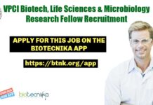 VPCI Biotech, Life Sciences & Microbiology Research Fellow Recruitment VPCI Research Fellow Job