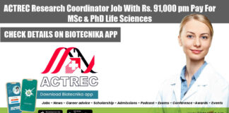 ACTREC Research Coordinator Job