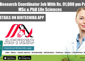 ACTREC Research Coordinator Job