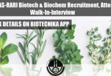 CCRAS-RARI Biotech & Biochem Recruitment, Attend Walk-In-Interview CCRAS-RARI Biotech