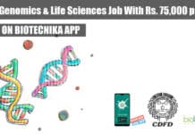 CDFD Genomics & Life Sciences Job With Rs. 75,000 pm Pay, Apply Online CDFD Genomics
