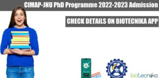 CIMAP-JNU PhD Programme 2022-2023