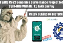 WHO SARS CoV2 Genomics Surveillance Project Jobs at CSIR-IGIB With Rs. 1.5 Lakh pm Pay CSIR-IGIB Molecular Biology Project