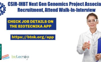 CSIR-IHBT Next Gen Genomics Project Associate Recruitment, Attend Walk-In-Interview CSIR-IHBT Project Jobs