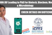 ICMR-NIN JRF Leading to PhD For Biotech, Biochem, Mol Bio & Microbiology ICMR-NIN JRF Jobs