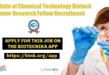 Institute of Chemical Technology Biotech Junior Research Fellow Recruitment ICT Mumbai Biotechnology JRF