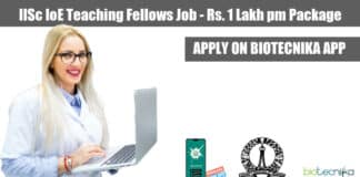IISc PhD Biology Jobs