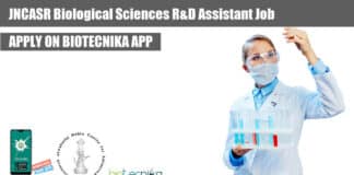 JNCASR R&D Assistant Job