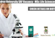 Madras University SRF Vacancy