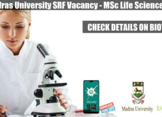 Madras University SRF Vacancy