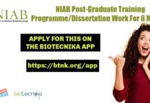 NIAB Post-Graduate Training Programme/Dissertation Work For Six Months, Apply Online NIAB Training Programme
