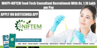 NIFTEM Food Tech Vacancy