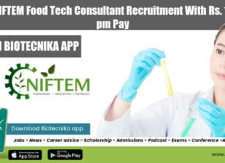 NIFTEM Food Tech Vacancy