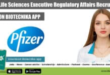 Pfizer Life Sciences Executive Regulatory Affairs Recruitment, Apply Online Pfizer Life Sciences