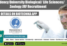 Presidency University Biological/ Life Sciences/ Zoology JRF Recruitment Presidency University Biological