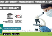 RCB Biotech & Life Sciences Project Scientist Job With Rs. 83,000 pm Pay RCB Project Scientist