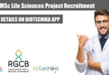 RGCB MSc Life Sciences Project Recruitment, Applications Invited RGCB MSc Life