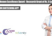 SERB Women Excellence Award – Research Grant of Rs. 5 Lakhs PA SERB Women Excellence Award