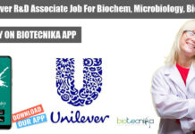 Unilever R&D Associate Job For Biochem, Microbiology, Biology Unilever R&D Associate Job